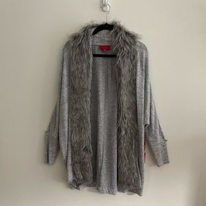 Jennifer Lopez Faux Fur Trim Dolman Cardigan NWT